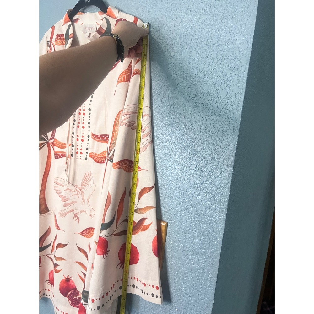 Ciebon Womens Pomegranate Palm Tree Tunic Dress Cream Orange D5788-R2545 Medium - Picture 12 of 16